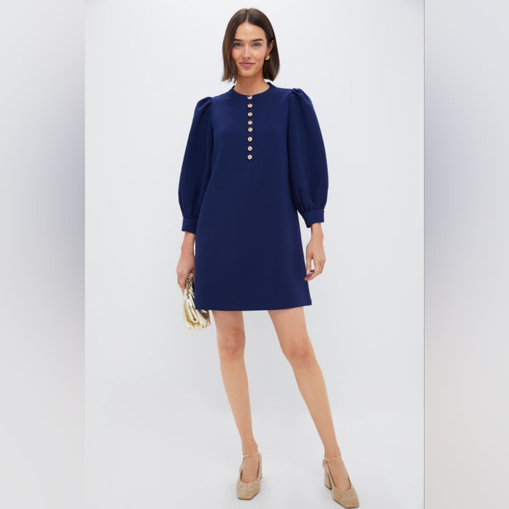 NWT Pomander Place Navy Crepe Samantha Dress Size Small